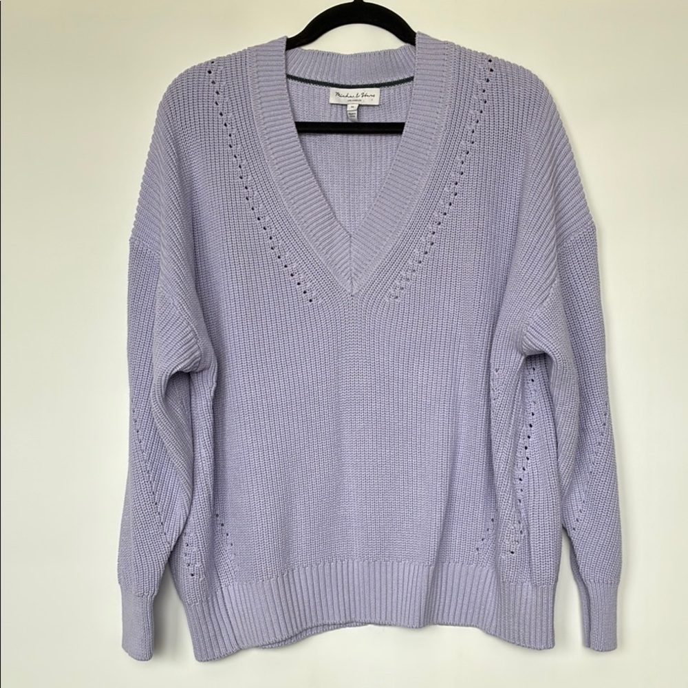 Michael Stars Light Purple V-Neck Knit Sweater